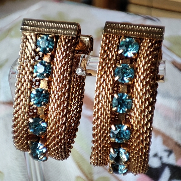 Unsigned Hobe? Mesh Prong Set Gold Tone Mesh Necklace and Bracelet Vintage EUC - Picture 11 of 11